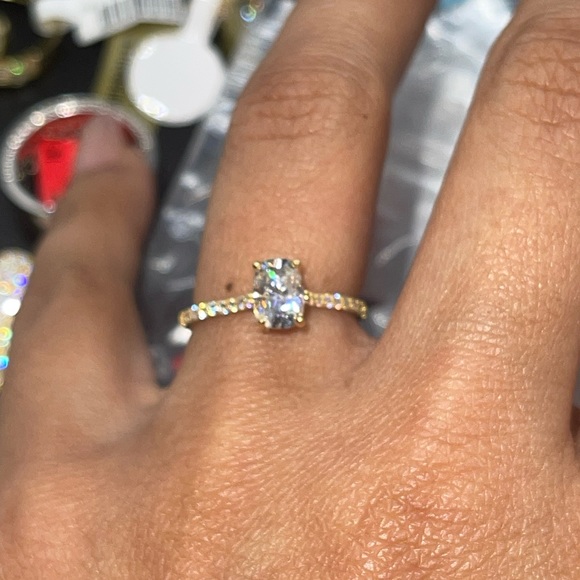 14k solid gold 1.5 ctw princess cut solitaire ring VVS GRA certified lab diamond - Picture 3 of 3